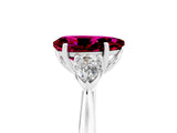 White gold Three-Stone Pear Cut Garnet Ring with Pear  Side Stones in Four-Prong Setting_53