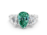 White gold Three-Stone Pear Cut Green Sapphire Braided Band Ring with Four-Prong Setting_12