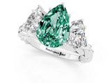 White gold Three-Stone Pear Cut Green Sapphire Braided Band Ring with Four-Prong Setting_13