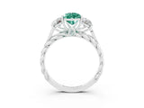 White gold Three-Stone Pear Cut Green Sapphire Braided Band Ring with Four-Prong Setting_15