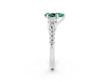 White gold Three-Stone Pear Cut Green Sapphire Pavé Band with Four-Prong Setting_2