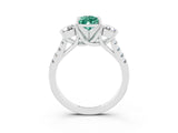 White gold Three-Stone Pear Cut Green Sapphire Pavé Band with Four-Prong Setting_3