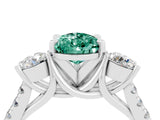 White gold Three-Stone Pear Cut Green Sapphire Pavé Band with Four-Prong Setting_4