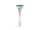 White gold Three-Stone Pear Cut Green Sapphire Ring with Pavé Band and Prong Setting_14