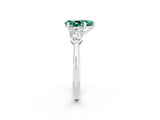 White gold Three-Stone Pear Cut Green Sapphire Ring with Pear Side Stones and Four-Prong Setting_2