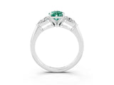 White gold Three-Stone Pear Cut Green Sapphire Ring with Pear Side Stones and Four-Prong Setting_3