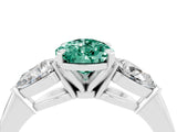 White gold Three-Stone Pear Cut Green Sapphire Ring with Pear Side Stones and Four-Prong Setting_4