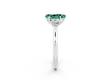 White gold Three-Stone Pear Cut Green Sapphire Ring with Pear  Side Stones in Four-Prong Setting_14