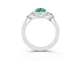 White gold Three-Stone Pear Cut Green Sapphire Ring with Pear  Side Stones in Four-Prong Setting_15
