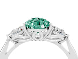 White gold Three-Stone Pear Cut Green Sapphire Ring with Pear  Side Stones in Four-Prong Setting_16