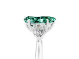 White gold Three-Stone Pear Cut Green Sapphire Ring with Pear  Side Stones in Four-Prong Setting_17