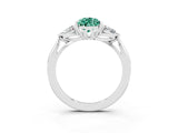 White gold Three-Stone Pear Cut Green Sapphire Ring with Pear  Side Stones in Four-Prong Setting_51