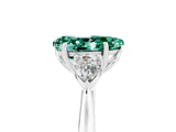 White gold Three-Stone Pear Cut Green Sapphire Ring with Pear  Side Stones in Four-Prong Setting_53