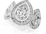 White gold Three-Stone Pear Cut Halo Pavé Diamond Ring_8