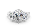White gold Three-Stone Pear Cut Moissanite Braided Band Ring with Four-Prong Setting_12