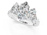 White gold Three-Stone Pear Cut Moissanite Braided Band Ring with Four-Prong Setting_13