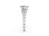 White gold Three-Stone Pear Cut Moissanite Braided Band Ring with Four-Prong Setting_14