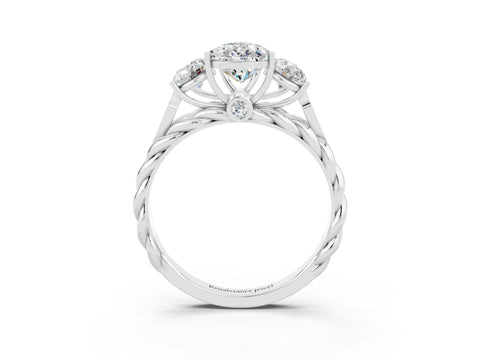 White gold Three-Stone Pear Cut Moissanite Braided Band Ring with Four-Prong Setting_15