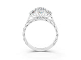 White gold Three-Stone Pear Cut Moissanite Braided Band Ring with Four-Prong Setting_15