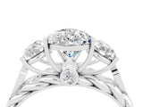 White gold Three-Stone Pear Cut Moissanite Braided Band Ring with Four-Prong Setting_16
