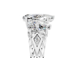 White gold Three-Stone Pear Cut Moissanite Braided Band Ring with Four-Prong Setting_17