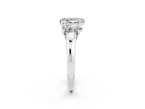 White gold Three-Stone Pear Cut Moissanite Engagement Ring with Prong Setting_2