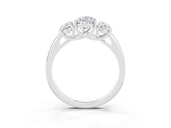 Platinum Three-Stone Pear Cut Moissanite Engagement Ring with Prong Setting