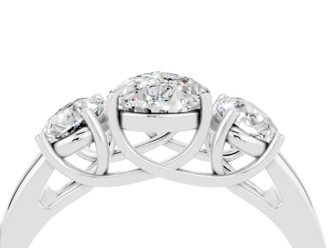 White gold Three-Stone Pear Cut Moissanite Engagement Ring with Prong Setting_4