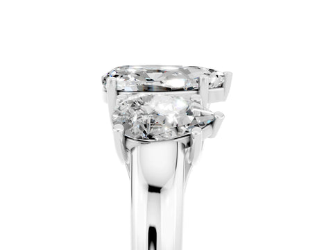 White gold Three-Stone Pear Cut Moissanite Engagement Ring with Prong Setting_5