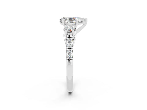 White gold Three-Stone Pear Cut Moissanite Pavé Band with Four-Prong Setting_2