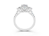 White gold Three-Stone Pear Cut Moissanite Pavé Band with Four-Prong Setting_3