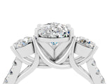 White gold Three-Stone Pear Cut Moissanite Pavé Band with Four-Prong Setting_4