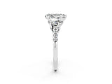 White gold Three-Stone Pear Cut Moissanite Ring with Pavé Band and Prong Setting_14