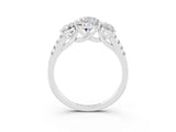 White gold Three-Stone Pear Cut Moissanite Ring with Pavé Band and Prong Setting_15