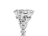White gold Three-Stone Pear Cut Moissanite Ring with Pavé Band and Prong Setting_17