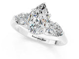 White gold Three-Stone Pear Cut Moissanite Ring with Pear Side Stones and Four-Prong Setting_1