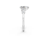White gold Three-Stone Pear Cut Moissanite Ring with Pear Side Stones and Four-Prong Setting_2