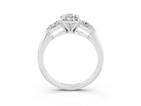White gold Three-Stone Pear Cut Moissanite Ring with Pear Side Stones and Four-Prong Setting_3