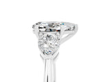White gold Three-Stone Pear Cut Moissanite Ring with Pear Side Stones and Four-Prong Setting_5