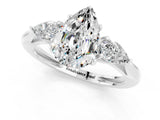 White gold Three-Stone Pear Cut Moissanite Ring with Pear  Side Stones in Four-Prong Setting_13