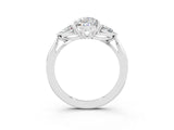 White gold Three-Stone Pear Cut Moissanite Ring with Pear  Side Stones in Four-Prong Setting_15