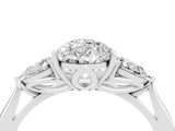 White gold Three-Stone Pear Cut Moissanite Ring with Pear  Side Stones in Four-Prong Setting_16