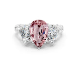 White gold Three-Stone Pear Cut Morganite Braided Band Ring with Four-Prong Setting_12