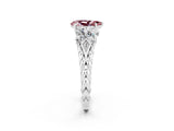 White gold Three-Stone Pear Cut Morganite Braided Band Ring with Four-Prong Setting_14