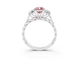 White gold Three-Stone Pear Cut Morganite Braided Band Ring with Four-Prong Setting_15