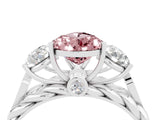 White gold Three-Stone Pear Cut Morganite Braided Band Ring with Four-Prong Setting_16