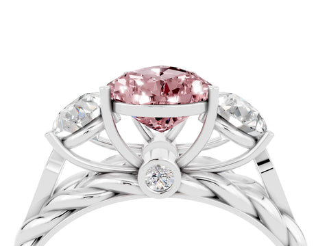 White gold Three-Stone Pear Cut Morganite Braided Band Ring with Four-Prong Setting_16
