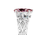 White gold Three-Stone Pear Cut Morganite Braided Band Ring with Four-Prong Setting_17