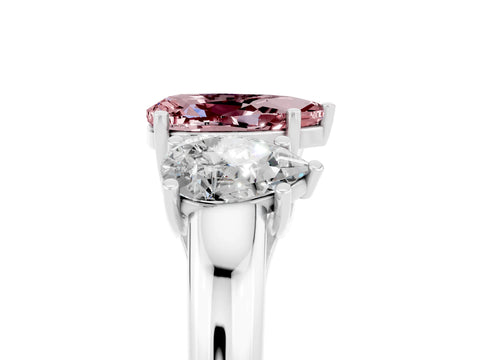 White gold Three-Stone Pear Cut Morganite Engagement Ring with Prong Setting_5