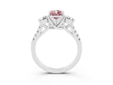 White gold Three-Stone Pear Cut Morganite Pavé Band with Four-Prong Setting_3